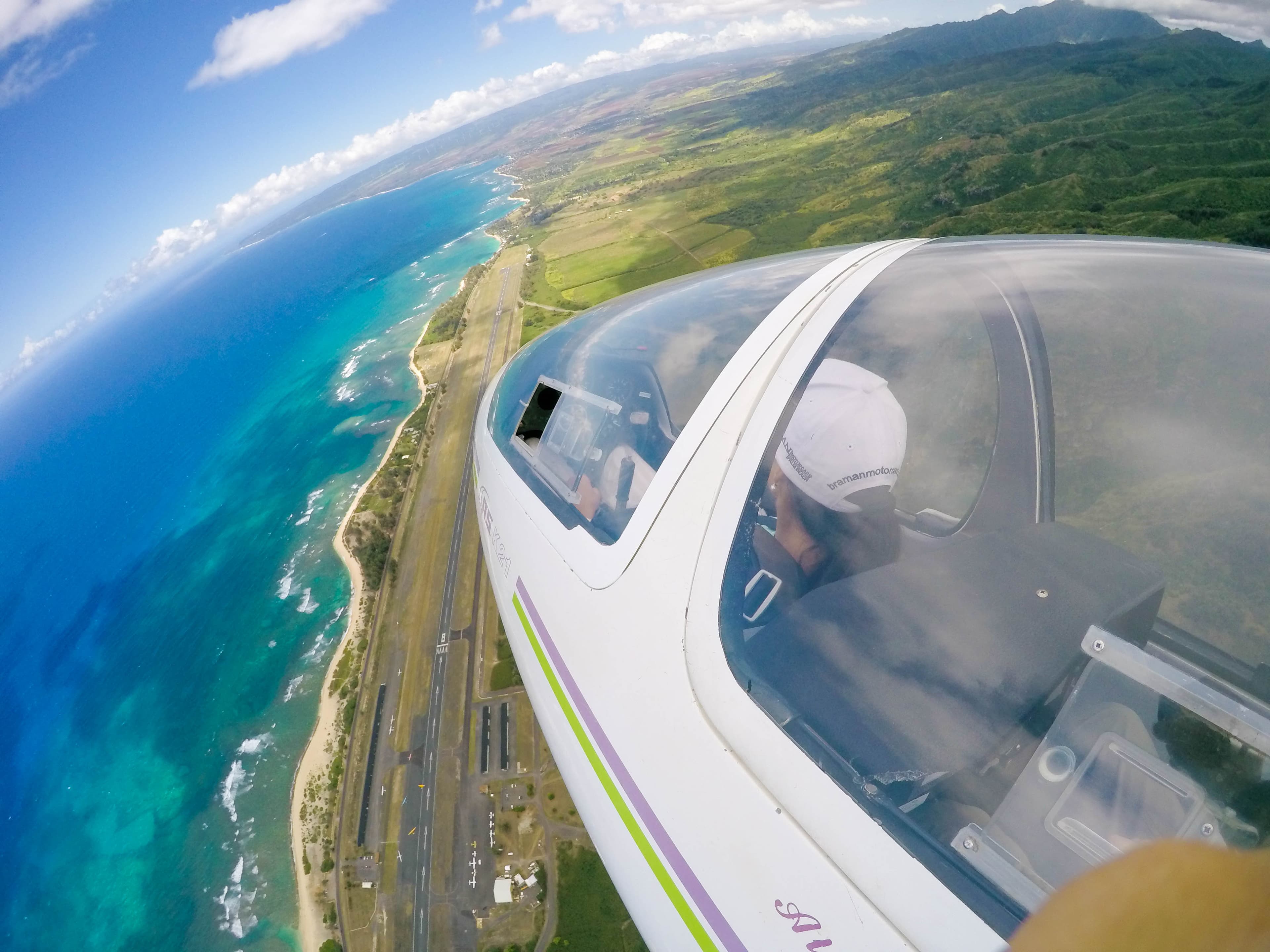 Sailplane on the Kawaihāpai runway at golden hour.